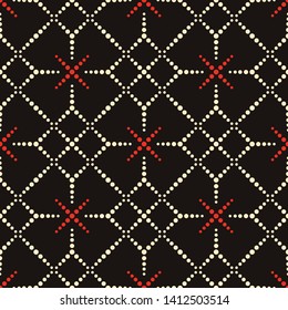 Traditional pointillism seamless pattern. geometrical pattern structured by many dots with vintage color.
