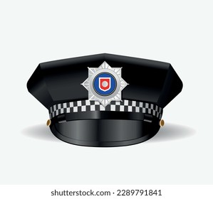 Traditional police cap isolated on white background. Vector realistic illustration