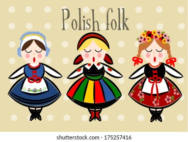Traditional Polish Costume - Vector illustration.