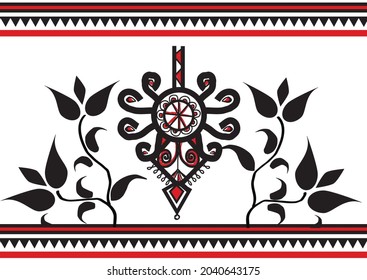 Traditional Polish folk art pattern used to decorate buildings