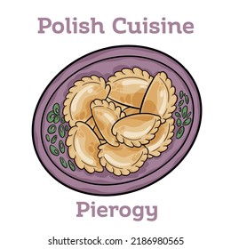 Traditional polish pierogi. Dumplings, filled with mashed potatoes. 