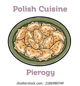 Traditional polish pierogi. Dumplings, filled with mashed potatoes. 