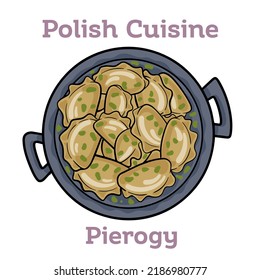 Traditional polish pierogi. Dumplings, filled with mashed potatoes. 