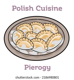 Traditional polish pierogi. Dumplings, filled with mashed potatoes. 