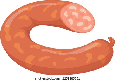 Traditional polish sausage. Smoked meat cartoon icon isolated on white background