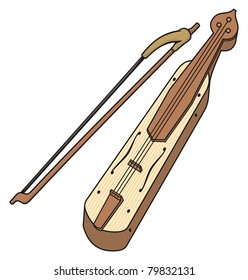 Traditional Pontic (eastern black sea) lyre with three strings and a bow.
