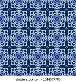 Traditional Portuguese tiles azulejos.Mandals. Vector drawings of ceramic tiles. Blue seamless patterns.
