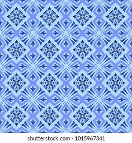 Traditional Portuguese tiles azulejos.Mandals. Vector drawings of ceramic tiles. Blue seamless patterns.