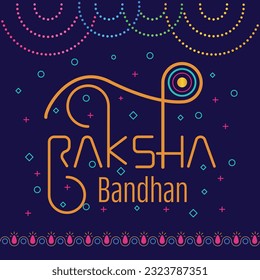 Traditional Post Design of indian Festival Raksha Bandhan In Calligraphy Art