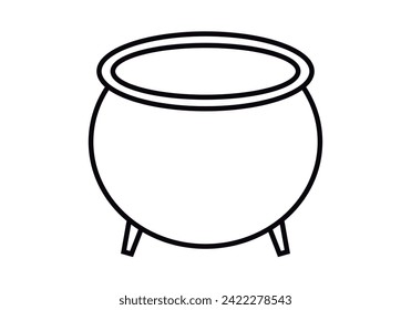 Traditional pot or cauldron black icon.