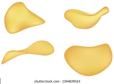 Traditional potato chips - light snack. Vector illustration.