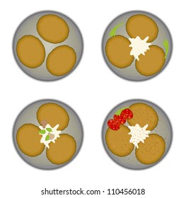 Traditional potato pancakes set. Eps 10 vector