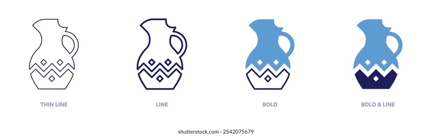 Traditional pottery icon in 4 different styles. Thin Line, Line, Bold, and Bold Line. Duotone style. Editable stroke.