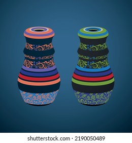 Traditional pottery illustration. Clay pot design.