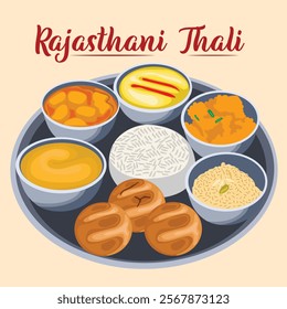 Traditional Rajasthani Thali Vector Illustration Stock Image (Royalty Free)