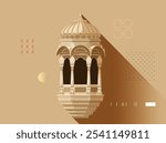 Traditional Rajasthani Window - Inricate Lattice Work - Stock Illustration as EPS 10 File