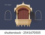 Traditional Rajasthani Window - Intricate Lattice Work - Stock Illustration as EPS 10 File