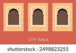 Traditional Rajasthani Window with Jaali - Stock Illustration as EPS 10 File