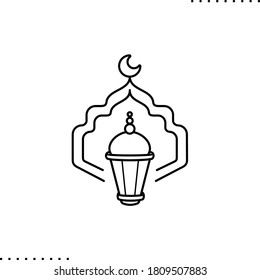traditional Ramadan celebration lantern and Muslim frame  vector icon in outline