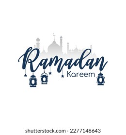 Traditional Ramadan Kareem Islamic festival text design background vector