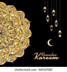 Traditional ramadan kareem month celebration. Greeting card design