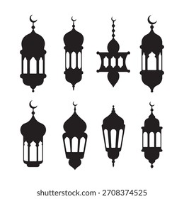 Traditionelle Ramadan Laterne schwarz Vektor Silhouetten