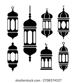 Siluetas tradicionales de Vector negro de la linterna de Ramadán