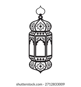 Estilo minimalista tradicional de la Ilustración vectorial de la silueta de la linterna del Ramadán