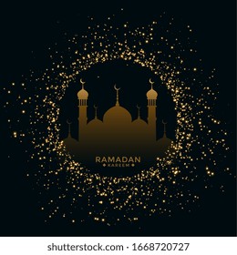 traditional ramadan mubarak festival card with sparkles