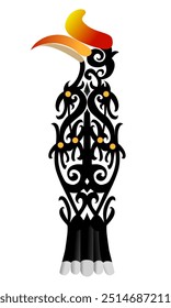 Traditional rangkong enggang tingang bidr dayak ornament