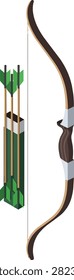 Traditional Recurve Bow and Arrow Set with Green Fletching Quiver