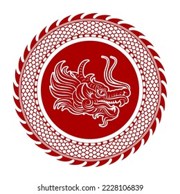 Traditional red Chinese Dragon for tattoo design ,Chinese new year and all festivals (translate : Chinese Dragon)