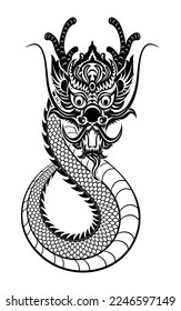 Traditional red Chinese Dragon for tattoo design ,Chinese new year and all festivals (translate : Chinese Dragon)