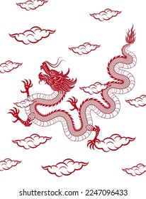 Traditional red Chinese Dragon for tattoo design ,Chinese new year and all festivals (translate : Chinese Dragon)