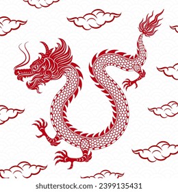 Traditional red Chinese Dragon for tattoo design ,Chinese new year and all festivals (translate : Chinese Dragon)