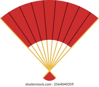 A traditional red Chinese fan illustration perfect for festive or cultural themes, suitable for website, application, printing, document, poster design, etc.