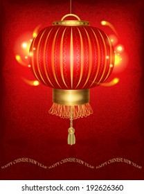 Traditional red Chinese lantern. Chinese New Year. Holiday card