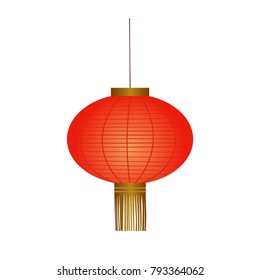   Traditional Red Chinese lantern vector icon isolated on white