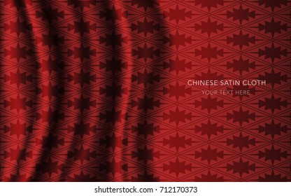 Traditional Red Chinese Silk Satin Fabric Cloth Background check rhomb sawtooth geometry frame