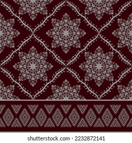 Traditional red ethnic pattern Flower Paisley Ikat seamless pattern Aztec African Indian Indonesian design for fabric print cloth dress carpet curtains rug Sarong 