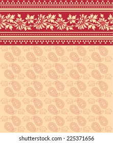 Traditional red floral Indian saree design background