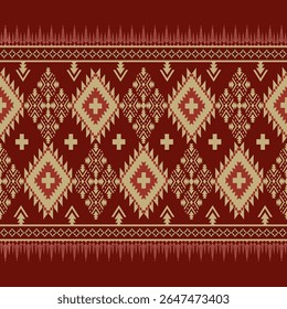 Traditional Red Geometric Vector Graphics with Ethnic Motifs