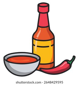 Molho quente vermelho tradicional para ocasiões festivas ilustração vetor isolado no fundo branco
