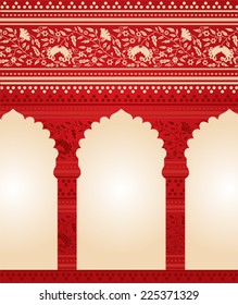 Traditional red Indian floral temple background