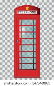 Traditional red London telephone box, detailed vector