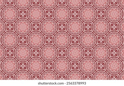 Traditional red mandala fabric design pattern