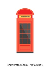 Traditional red phone booth in London, isolated