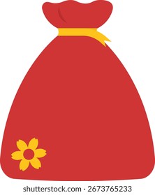 Traditional Red Pouch Flat Illustration. Clean Icon Design Element on Transparent Background