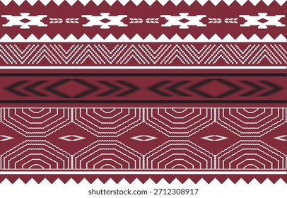 Traditional red tribal geometric pattern inspired by ethnic textile design. Decorative seamless motif suitable for fabric print, packaging, wallpaper, craft, and digital artwork