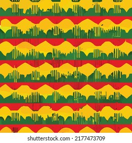 Traditional Reggae African Pattern - Decorative Naive Hand Painted  - Brush
